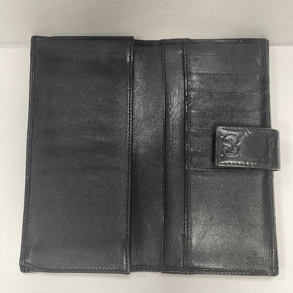 Gucci Guccissima Margaux Black Calfskin Leather Continental Wallet - Preowned - Picture 3 of 13